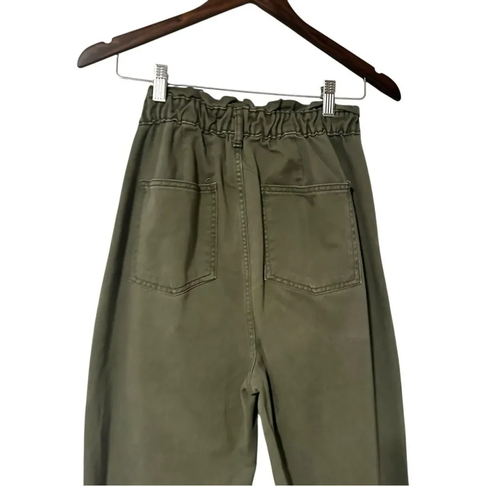 7 for all Man Kind Military Olive Green Cotton Paper bag‎ style Pants Sz 27 - Picture 6 of 10